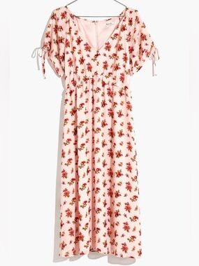 MADEWELL Tie-Sleeve Ruffle-Waist Midi Dress in Countryside Blooms